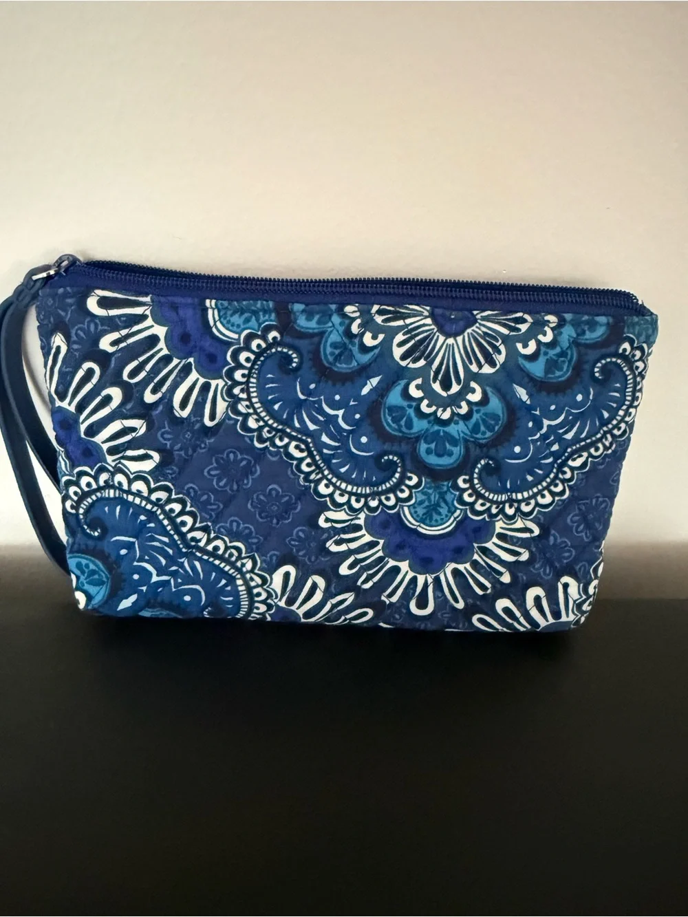 Vera Bradley Navy and White Floral Zip Cosmetic Pouch